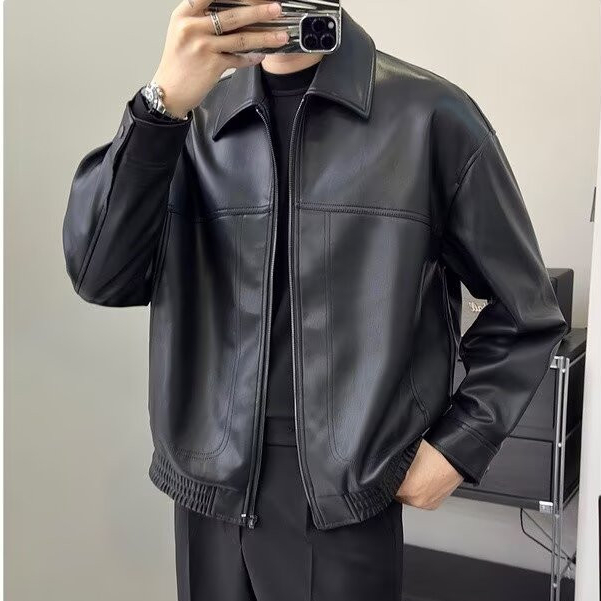 EERSHENSHI เสื้อแจ็คเก็ตหนังผู้ชาย สไตล์บай커 สำหรับฤดูใบไม้ร่วง ทรงพอดีตัว คุณภาพสูง