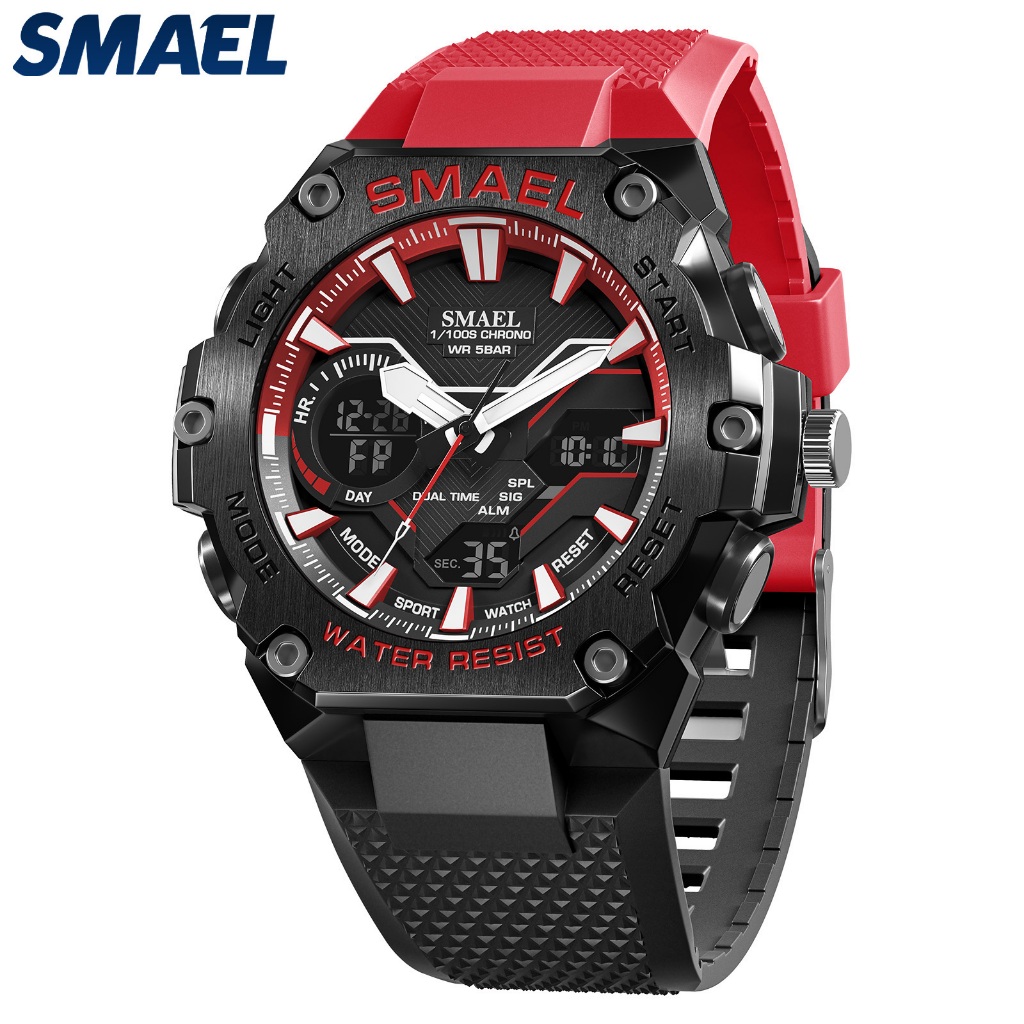 SMAEL 8101 Sporty Outdoor Mens Watch Digital Analog Display กันน้ําแฟชั่นชายนาฬิกาของขวัญ