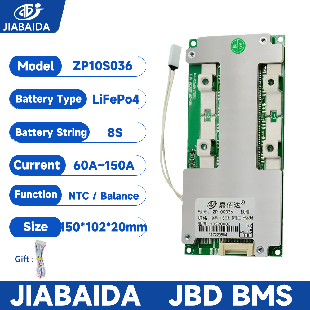 JBD BMS Lifepo4 8S 24V 80A 100A 120A 150A Current BMS with Balance Temp Sensor 18650 jiabaida BMS