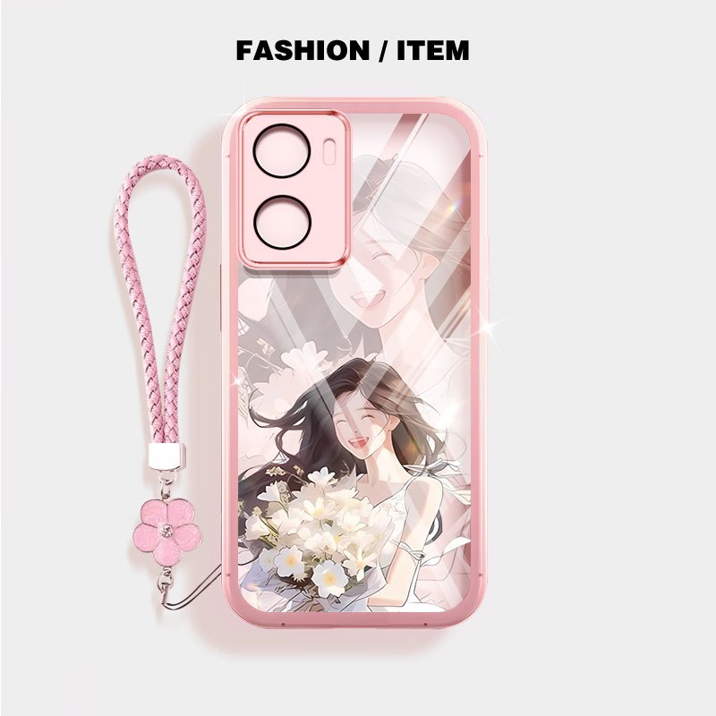 YBDเคสโทรศัพท์สําหรับOPPO A57 4G A77 A57E A77S 2022 ซิลิโคนใสSoft Shellมั่นใจSunnyช่อดอกไม้สาว