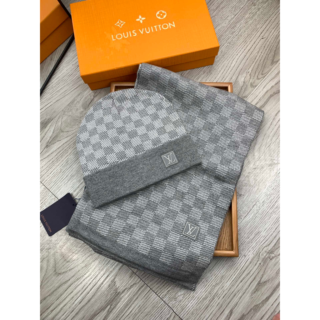 หมวกและผ้าพันคอกลุ่ม LV คลาสสิค สำหรับผู้ชายและผู้หญิง