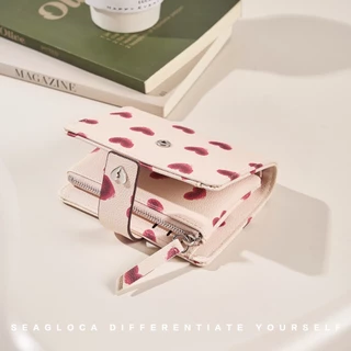 SeaGloca Heart Beat Series Multi-Function Love Heart Print Bifold Coin Purse Wallet for Women No 28