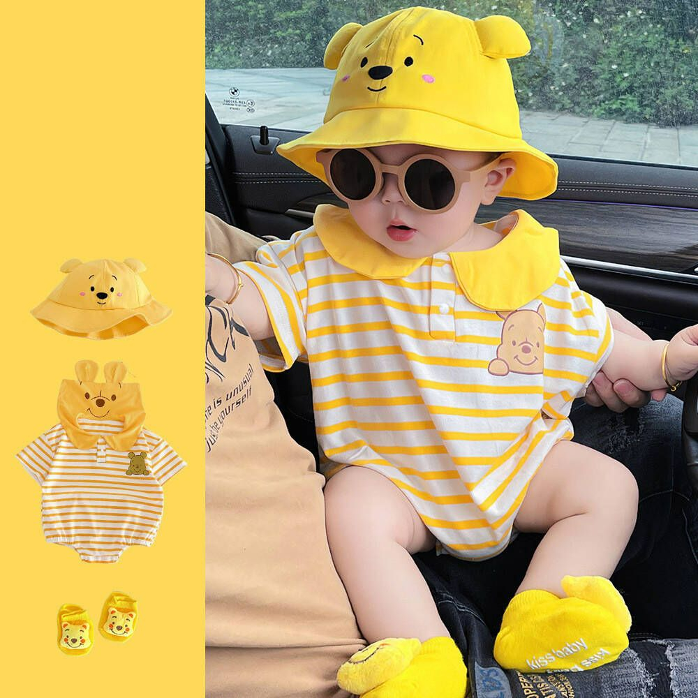 0-24 เดือนทารกแรกเกิดเสื้อผ้าชุดจั๊มสูทเด็กทารกผ้าฝ้าย Winnie The Pooh แขนสั้นเสื้อผ้า Romper