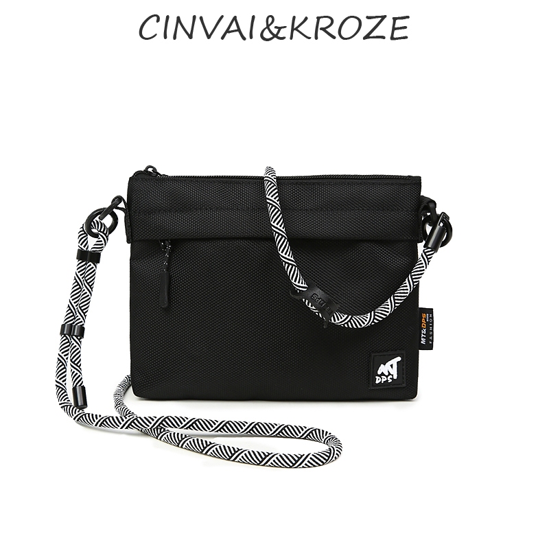 CINVAI&KROZE กระเป๋าแมสเซนเจอร์สไตล์พร็อพดั้งเดิม กระเป๋าสะพายผ้าอ็อกซ์ฟอร์ดความจุขนาดใหญ่ เชือกคล้องหลากสี ปรับได้