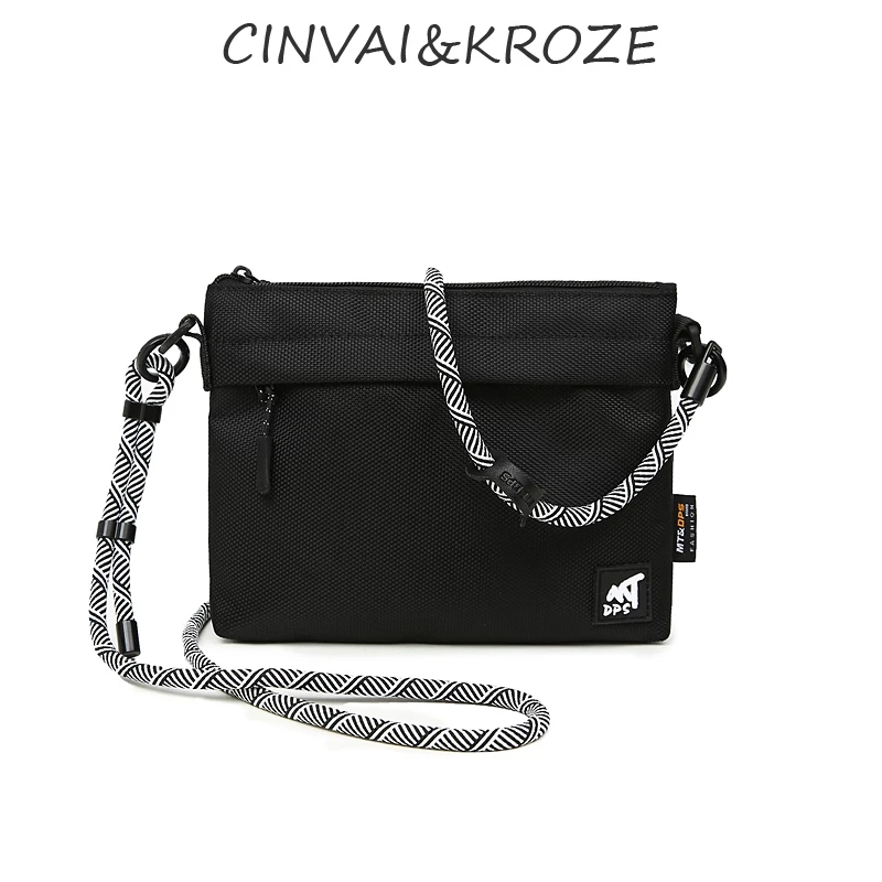 CINVAI&KROZE กระเป๋าแมสเซนเจอร์สไตล์พร็อพดั้งเดิม กระเป๋าสะพายผ้าอ็อกซ์ฟอร์ดความจุขนาดใหญ่ เชือกคล้องหลากสี ปรับได้