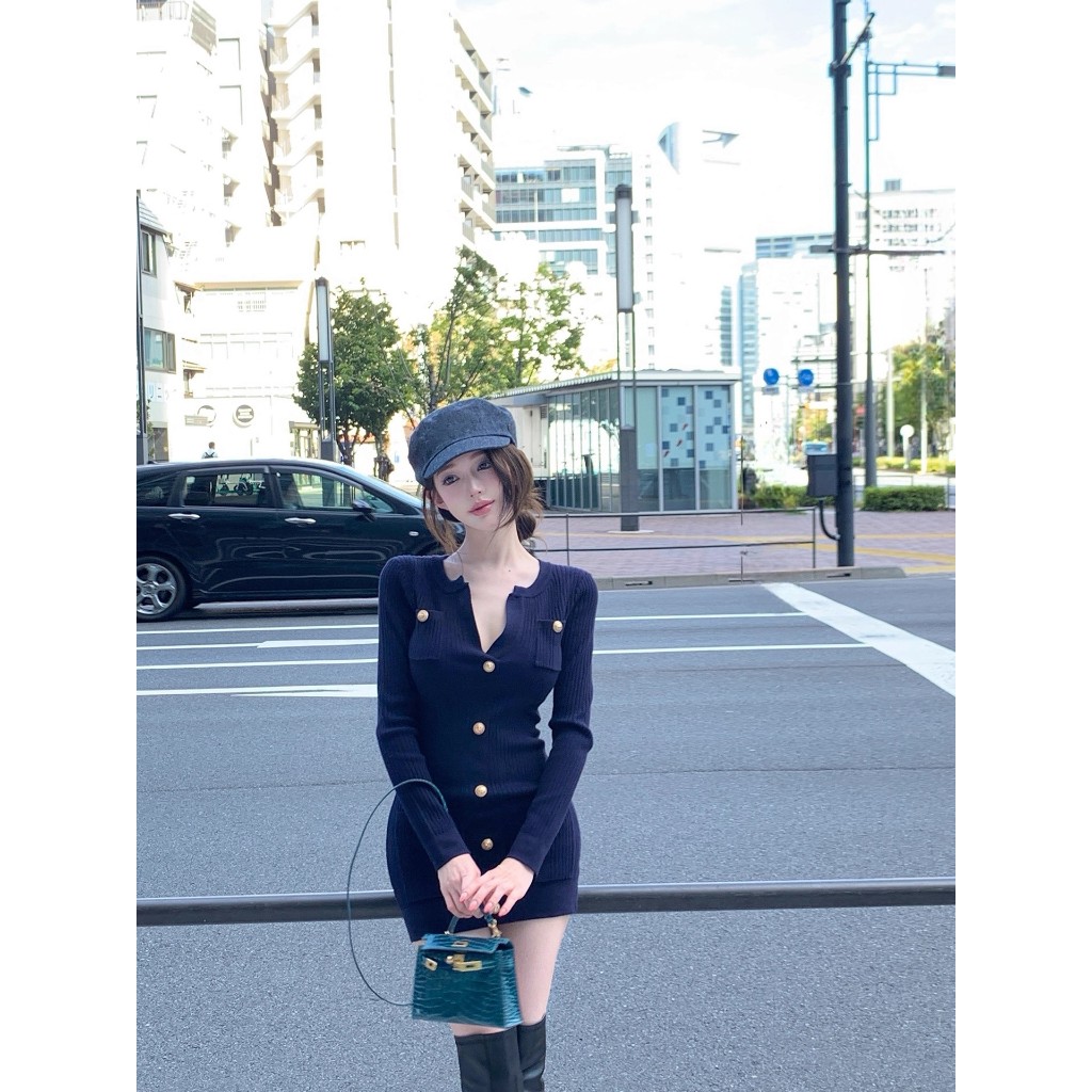 Xiaoxiang Style Daughter Slim-fit แคบ-เอวถักยาว @-