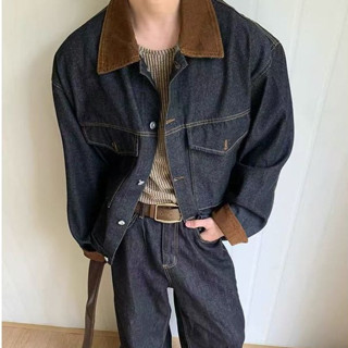 EERSHENSHI Loose Lapels Denim Coat Polo Collar Beauty Retro …