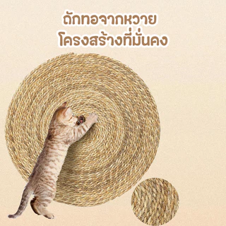 แผ่นลับเล็บแมว 3In1🌿มีหญ้าแมว ถักทอจากหวาย 4 ขนาด พรมแมว ของเล่น ที่นอน กันข่วน วงกลมพรมลับเล็บแมว