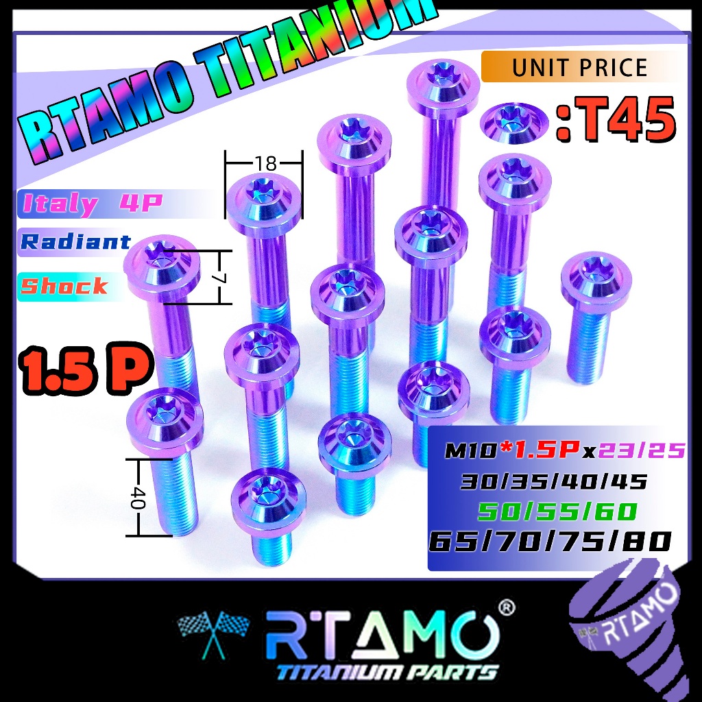 RTAMO Titanium Gr5 1.5P M10(#14)x20-80L Fit Brembo M4 M4.32 M50 Caliper Bolt