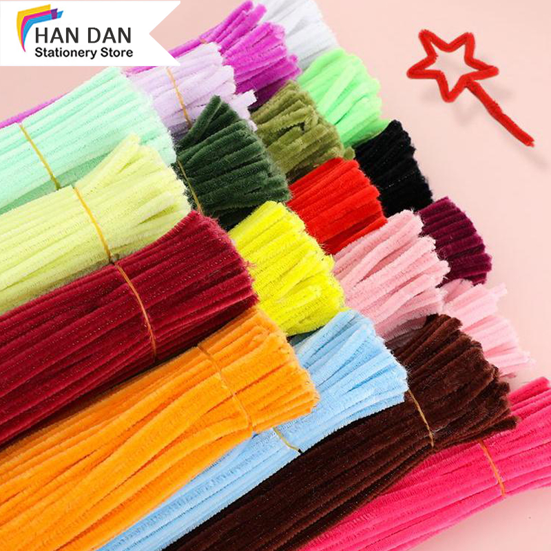 ลวดกำมะหยี่ DIY 100 ชิ้น 8 มิล ลวดกํามะหยี่ขนฟู เส้นขนฟู ลวดกำมะหยี่หนาพิเศษ คละสี สีพาสเทล สีสันสดใ