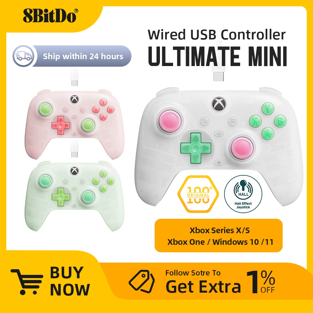 8BitDo Ultimate Mini Wired Controller พร้อมจอยสติ๊กเกม Pass สําหรับ Xbox Series S/X, Xbox One, Windo