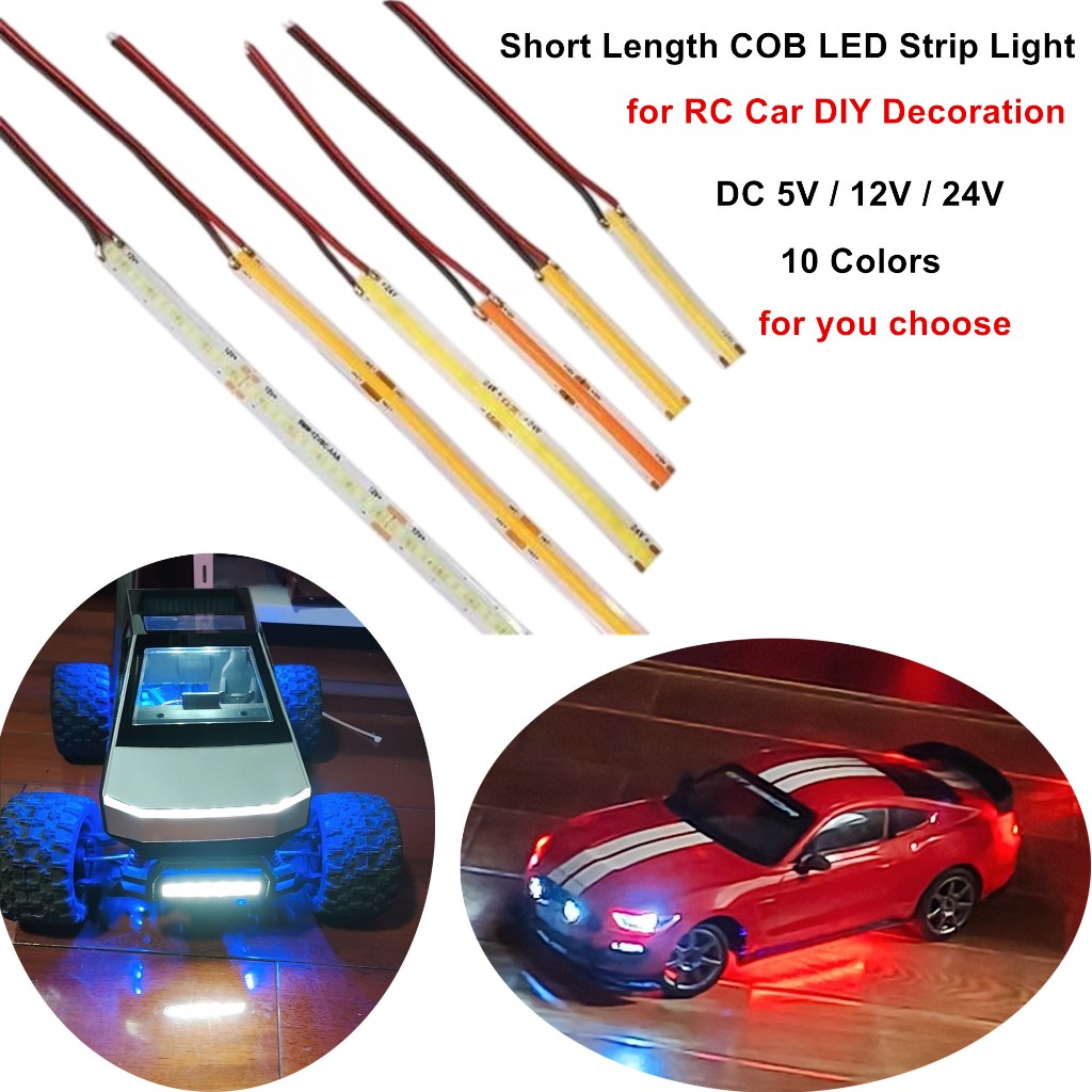 2.5/5/10/15/20 ซม.COB LED Strip Light สําหรับตกแต่งรถ RC, 5 V/12 V/24 V COB เทปโคมไฟสําหรับรถจักรยาน