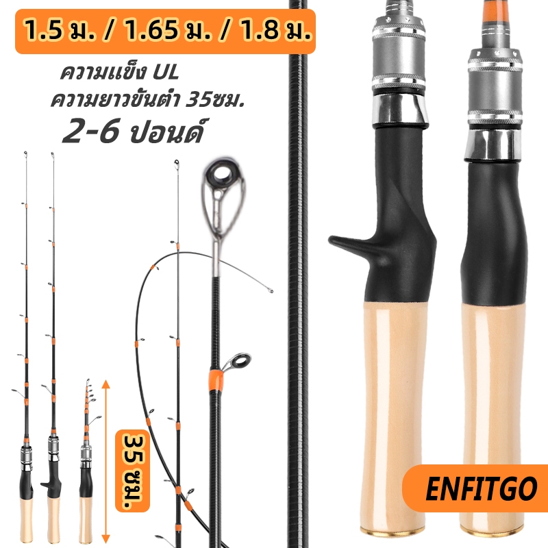 คันเบ็ดแบบยืดไสลด์และสปินเนอร์, แบบพกพา, UL, คันเบื้องลึก, เหมาะสำหรับ 2-6lb, การออกแบบปากม้า