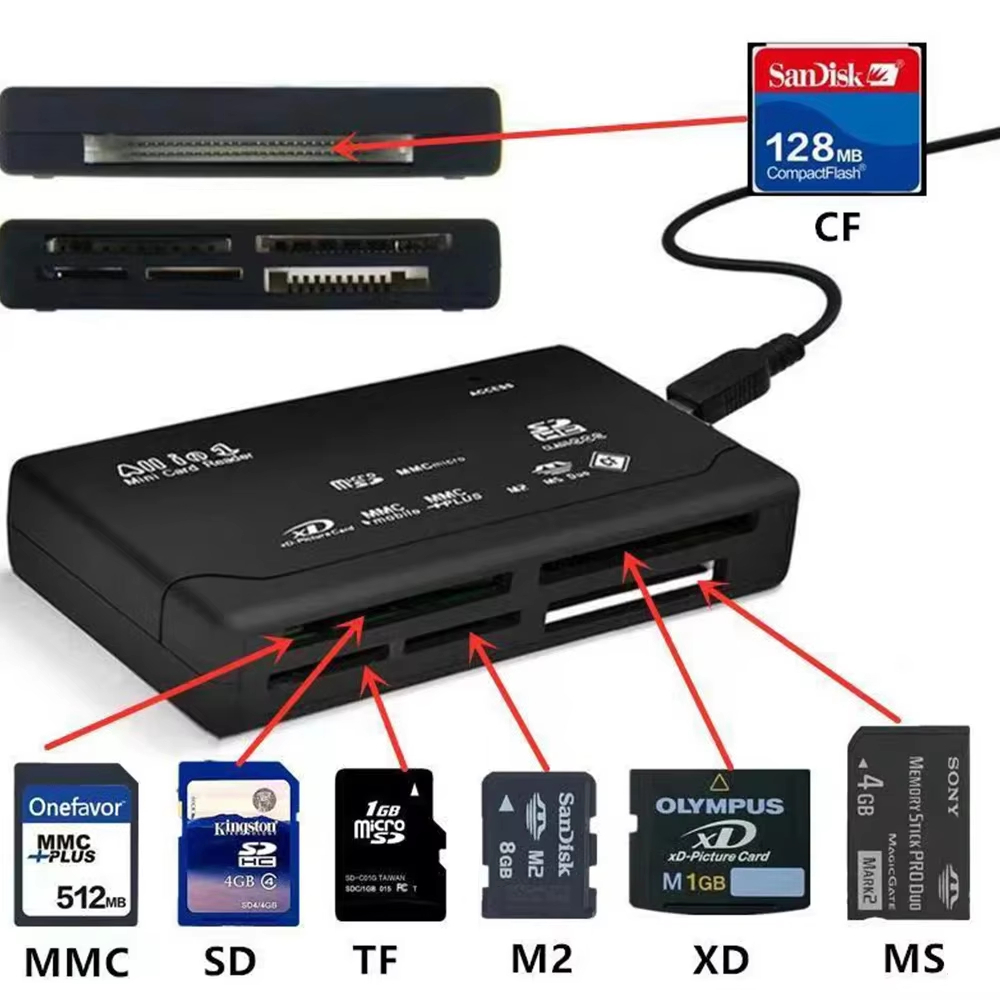 6-in-1 USB Card Reader Extreme Micro SD MMC Mini XD M2 MS DUO TF การ์ดหน่วยความจํา Writer คอมพิวเตอร
