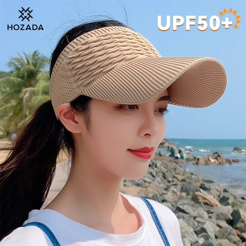 HOZADA หมวกกันแดดสำหรับผู้หญิง สไตล์ชิคcasual ขอบกว้าง พกพาได้ง่าย เหมาะสำหรับการสวมใส่ที่ชายหาดและป้องกันแสงแดด