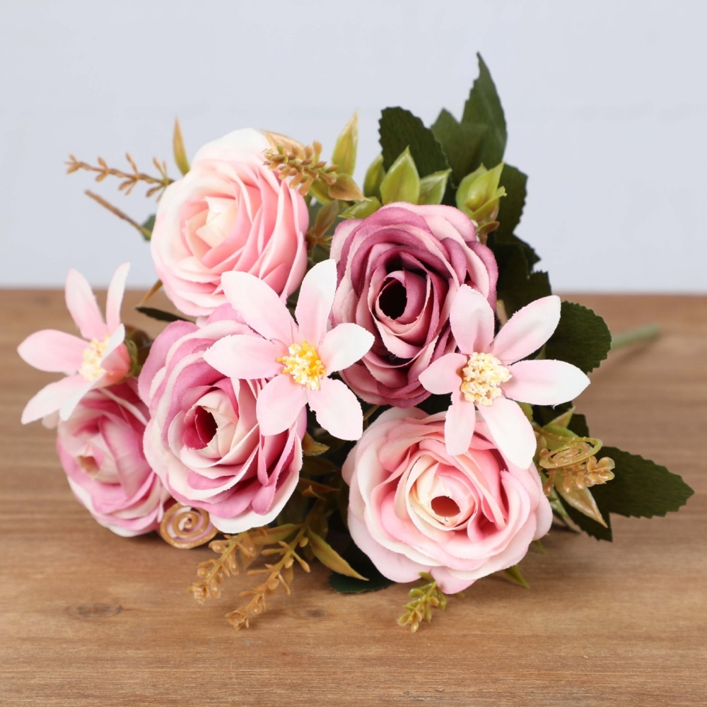 ประดิษฐ์ Camellia Rose Bouquet งานแต่งงานมือดอกไม้ประดิษฐ์ตกแต่งปาร์ตี้จําลอง Home Room ตารางงานแต่งงานตกแต่ง
