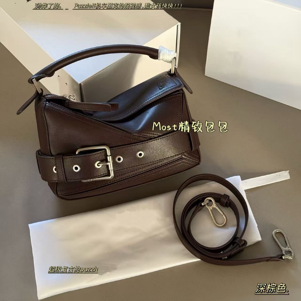 กระเป๋าหนังแท้สไตล์เรขาคณิต สำหรับผู้ชาย ใช้งานได้หลายโอกาส