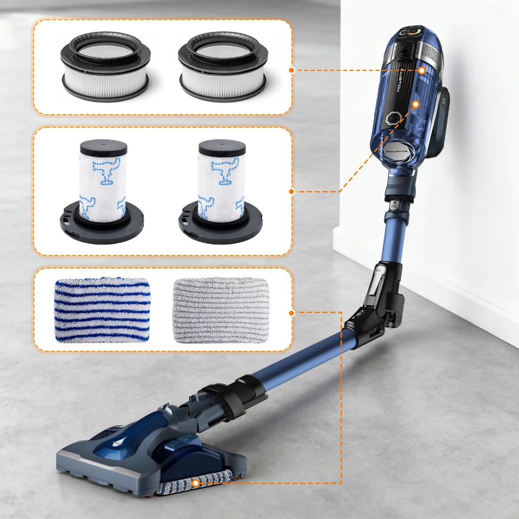 Pre และโพสต์กรองและเช็ดผ้าทําความสะอาดสําหรับ Tefal X-Force Flex 11.60 Aqua Handstick สูญญากาศ TY989