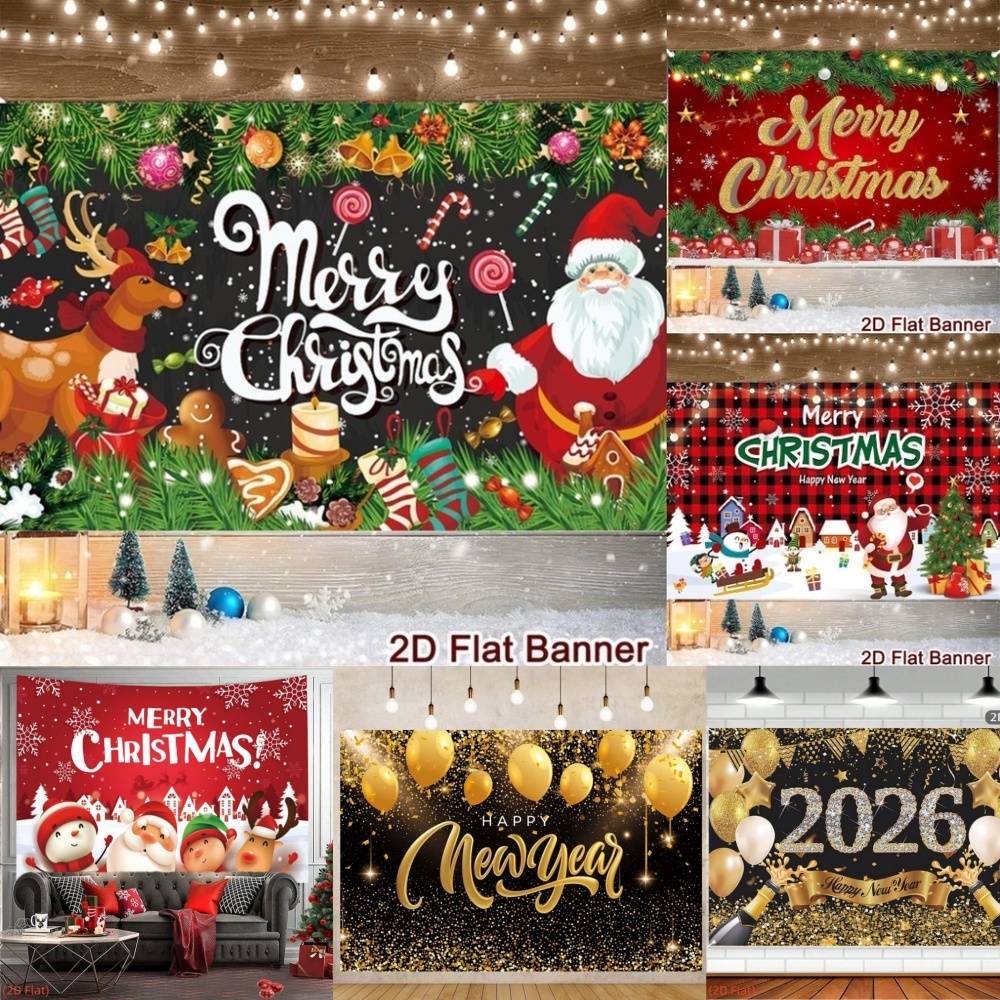 ครอบครัวฉากหลังคริสต์มาส 2025 ตกแต่งบ้าน Noche Buena พื้นหลัง 1.5x1m