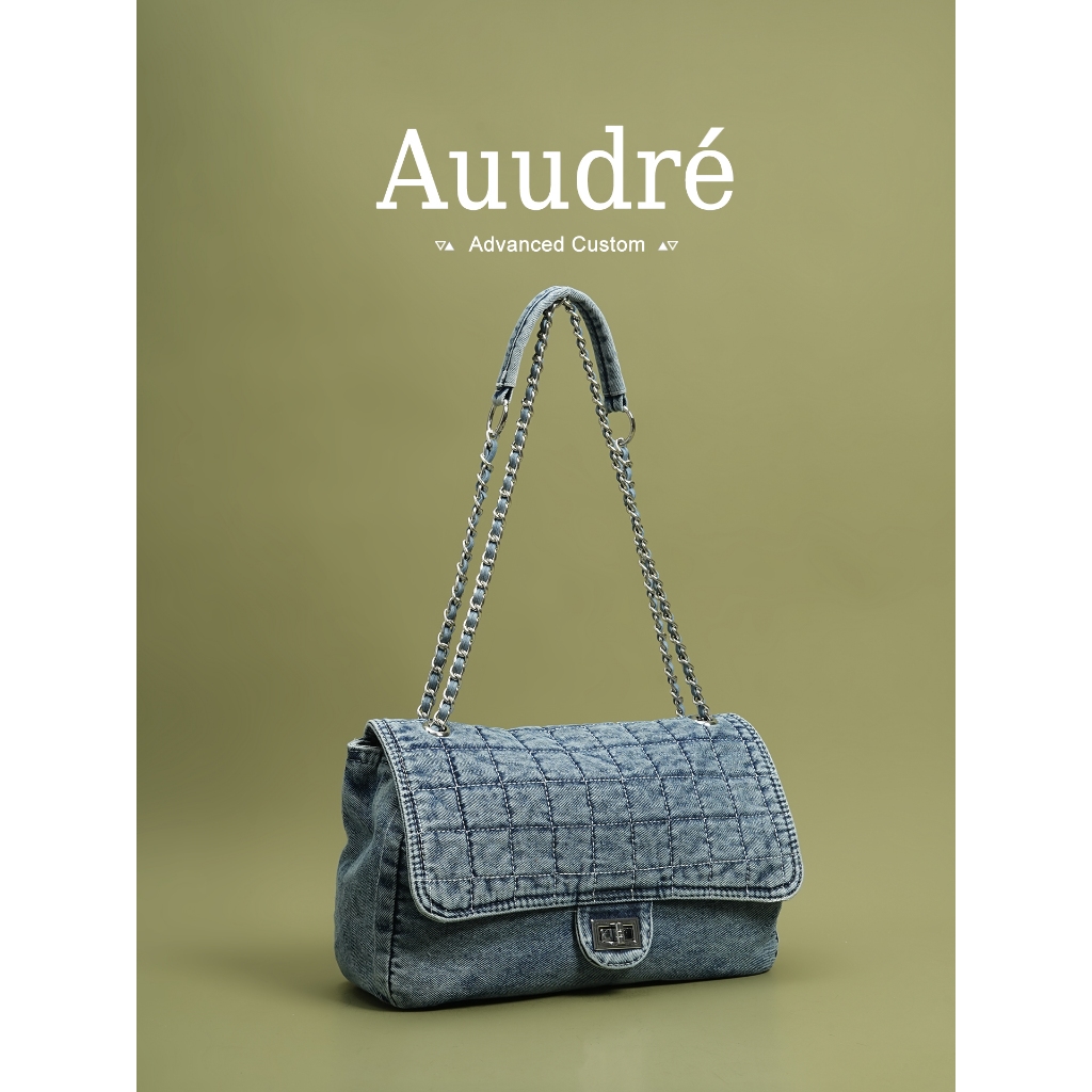 Auure Denim กระเป๋าสะพายข้างทรงใหญ่สำหรับผู้หญิง
