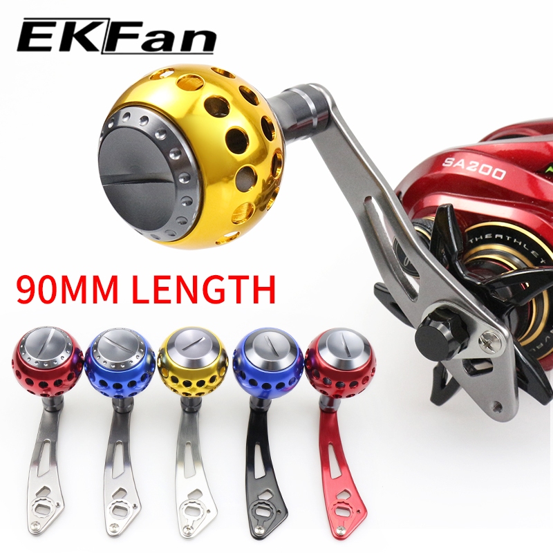EKFan 90mm Baitcasting Fishing Reel handle Aluminum Alloy for shimano daiwa abu 7*4/8*5 hole Lure Reel Handle DIY parts