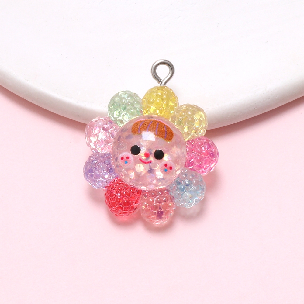 จี้แขวนดอกทานตะวันสีเรซิ่น 4 ชิ้น เสริมเสน่ห์ให้ยิ้มสดใส - รูปที่ 5