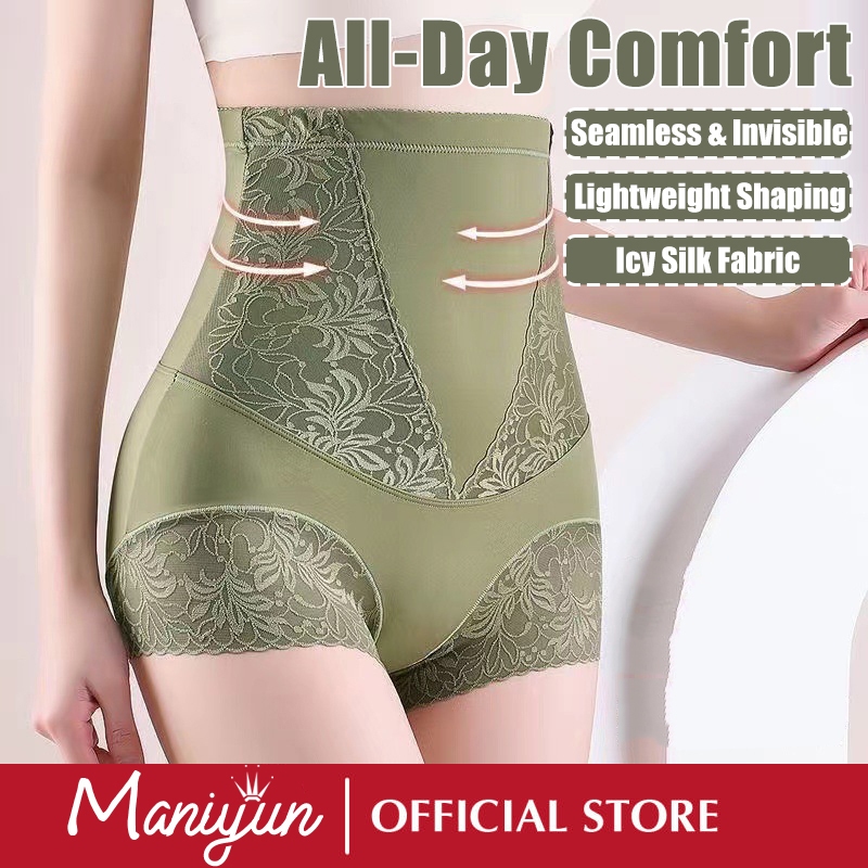 Maniyun เอวสูงผ้าไหมน้ําแข็งกางเกงกระชับสัดส่วน Body Shaper ผู้หญิง Tummy ควบคุมสะโพกยกกางเกงไม่มีรอยต่อชุดชั้นใน Comfort Breathable Safty กางเกง