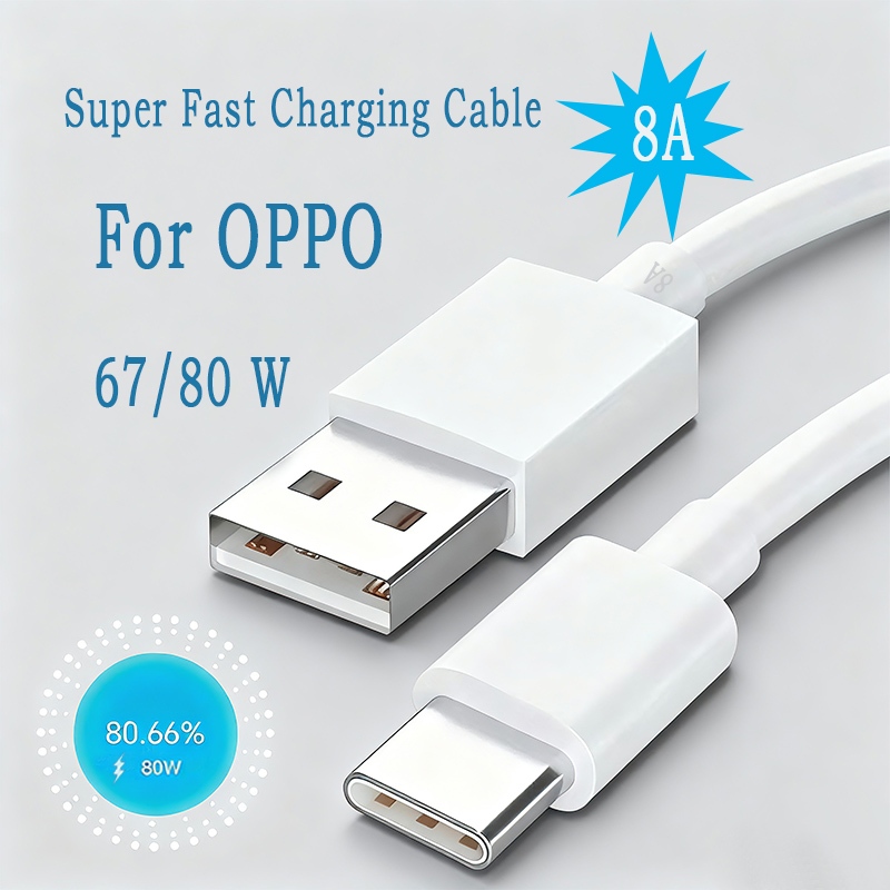 8A Fast สายชาร์จ Type-C USB 67/80W สายชาร์จข้อมูลสําหรับ Oppo Realme ค้นหา X5 3 2 Reno7 6 5 4 GT NEO Pro