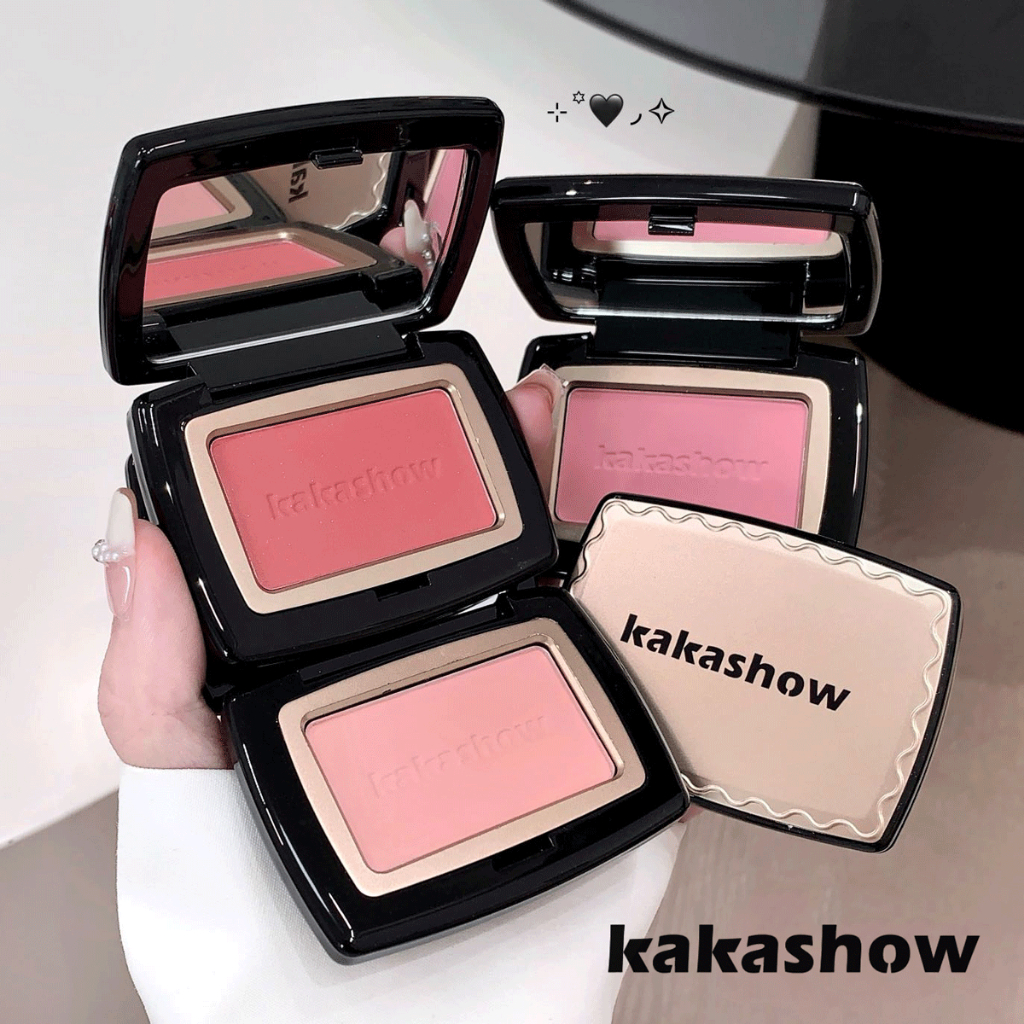 KAKASHOW Monochrome Blush Palette - Korean Natural Matte Style Long Lasting Waterproof Pink Blush Compact Portable C545