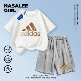 【จัดส่งวันเดียวกัน】ชุดเด็ก NASA 2 ชิ้น (เสื้อแขนสุด+กางเกงขาสั้น) สีขาว ผ้าฝ้ายระบายอากาศดี ดีไซน์เท่สำหรับเด็กชายเด็กหญิงอายุ 3-16 ปี