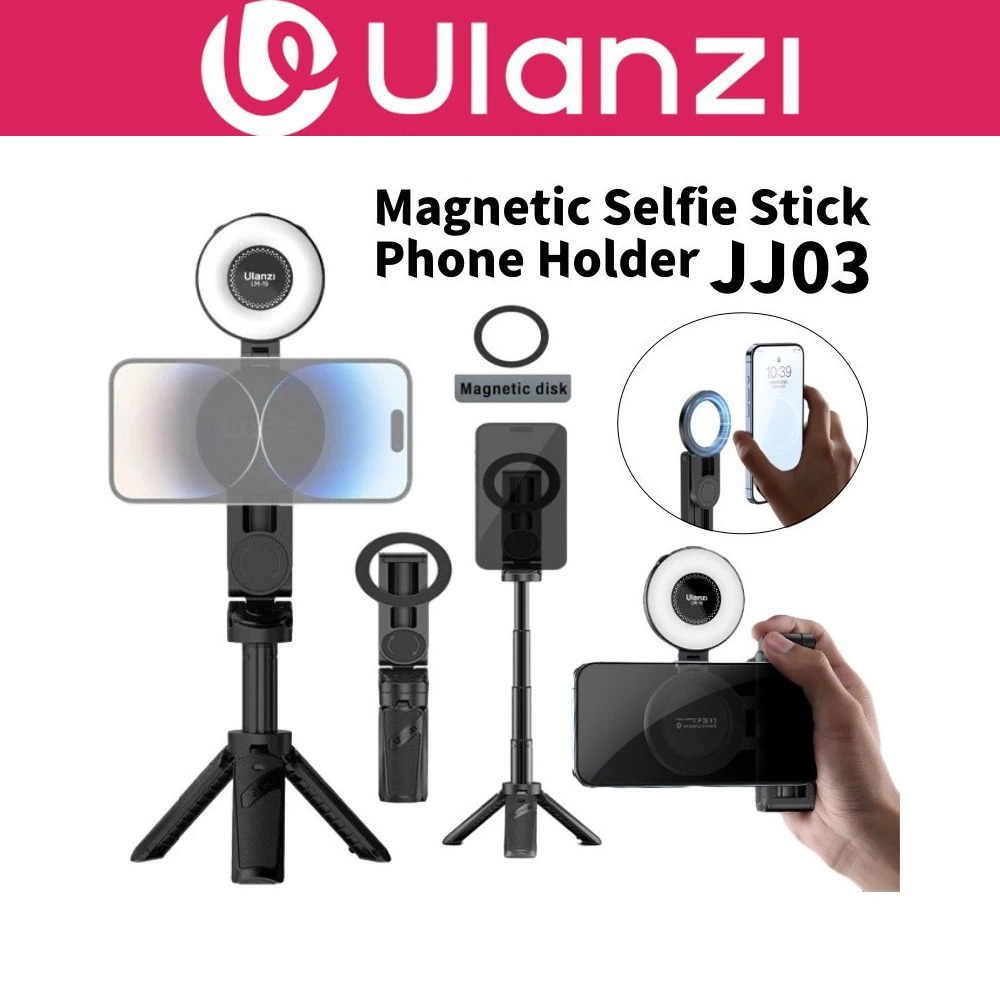 Ulanzi JJ03 Gimbal Stabilizer แม่เหล็กโทรศัพท์ขาตั้งกล้อง Grip Selfie Stick พร้อมรีโมทบลูทูธสําหรับว
