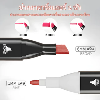 BCปากกามาร์คเกอร์ ปากกาเมจิก ปากกาวาดภาพ ชุดระบาย 2 หัว สำหรับวาดภาพ Marker