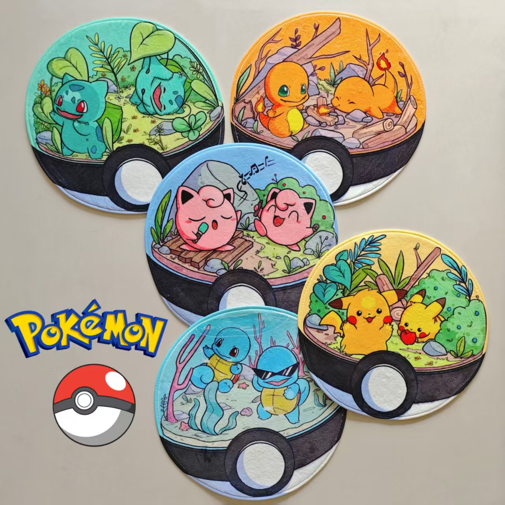 โปเกมอน Pokémon พรมกลมลายโปเกบอล ปิกาจู ชาร์แมนเดอร์ สควิร์เทิล บัลบาซอร์ จิกกลีพัฟ นุ่มสบาย ซักเครื่องได้ กันลื่น พรมน่ารักลายการ์ตูน ตกแต่งบ้าน ห้องเด็ก ห้องนอน ห้องนั่งเล่น ขนาด 60/80 ซม. รับสั่งทำขนาดได้