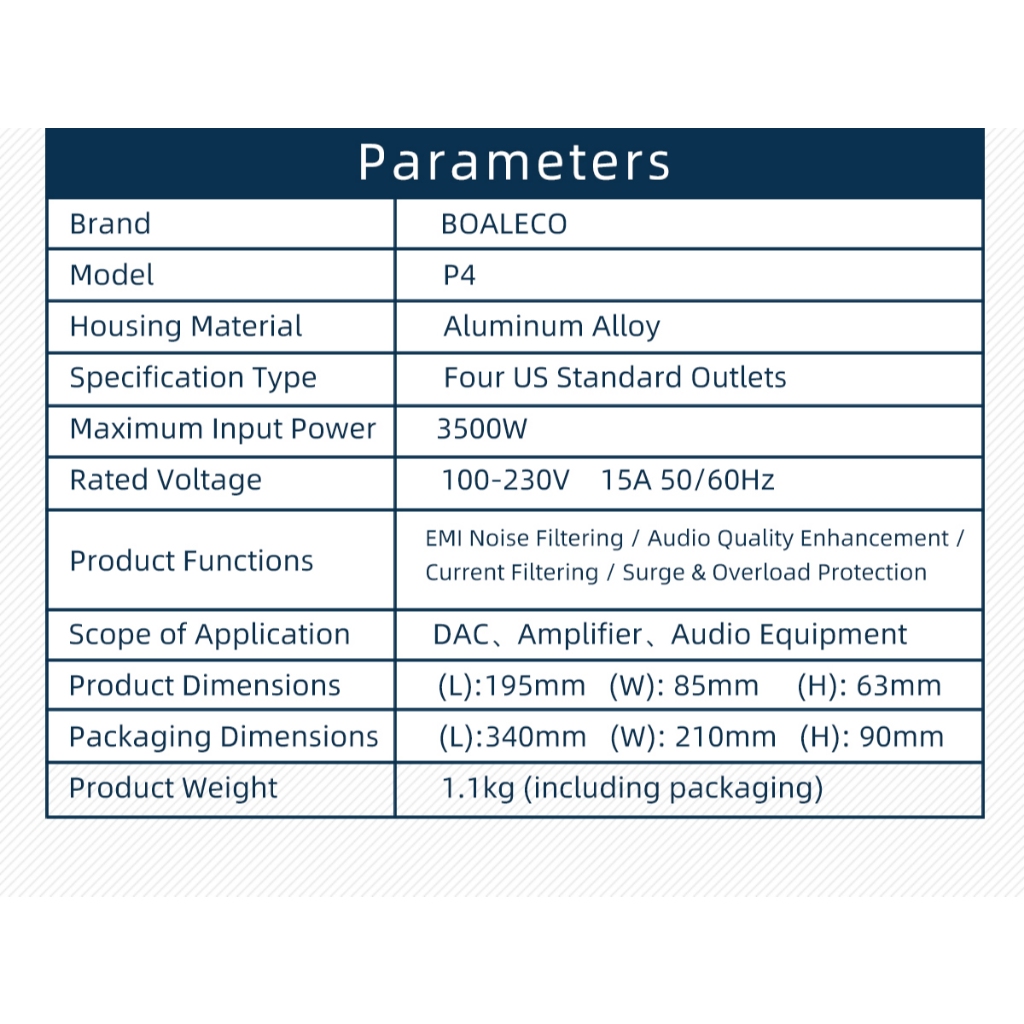 BOALECO Hi-end US Plug HiFi Audio Power Filter ลดเสียงรบกวน AC Power Filter 3500W 110V-230V เครื่องฟอกอากาศ Surge Protection - รูปที่ 6