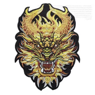 แพทช์ลายมังกร ขนาดใหญ่ ทำเองได้ง่าย เพื่อตกแต่งเสื้อยืด
