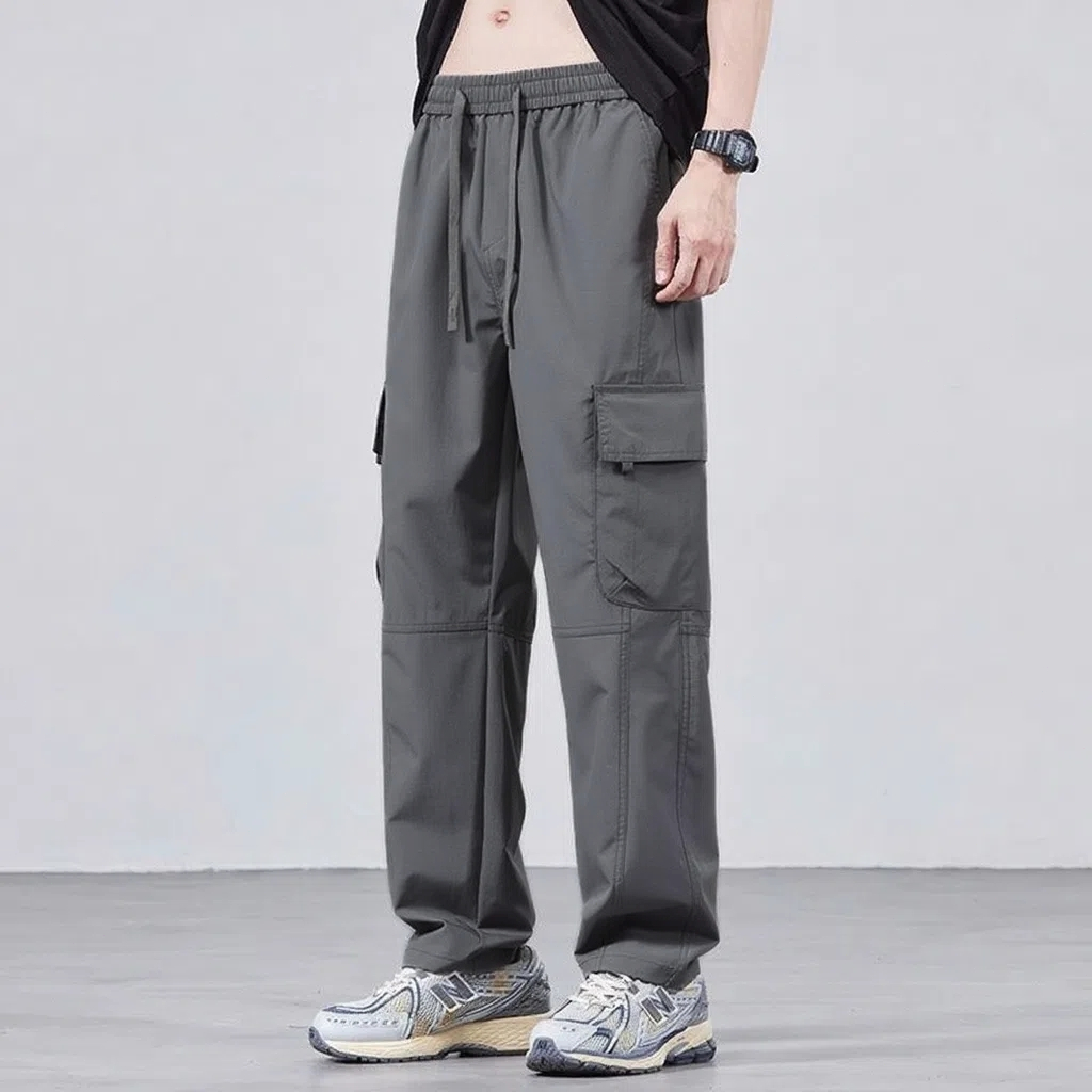กางเกงชาย สไตล์เกาหลี ชุดเอี๊ยมลำลอง ไซส์ M-4XL กระเป๋าหลายช่อง ทรงหลวม - รูปที่ 2