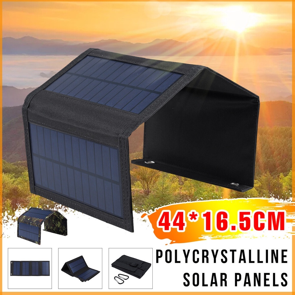 แผงโซลาร์เซลล์พับได้ 200W/300W พกพาสะดวก พร้อมพอร์ต USB สองช่อง สำหรับชาร์จแบตเตอรี่ขณะเดินทางและแคมป์ปิ้ง