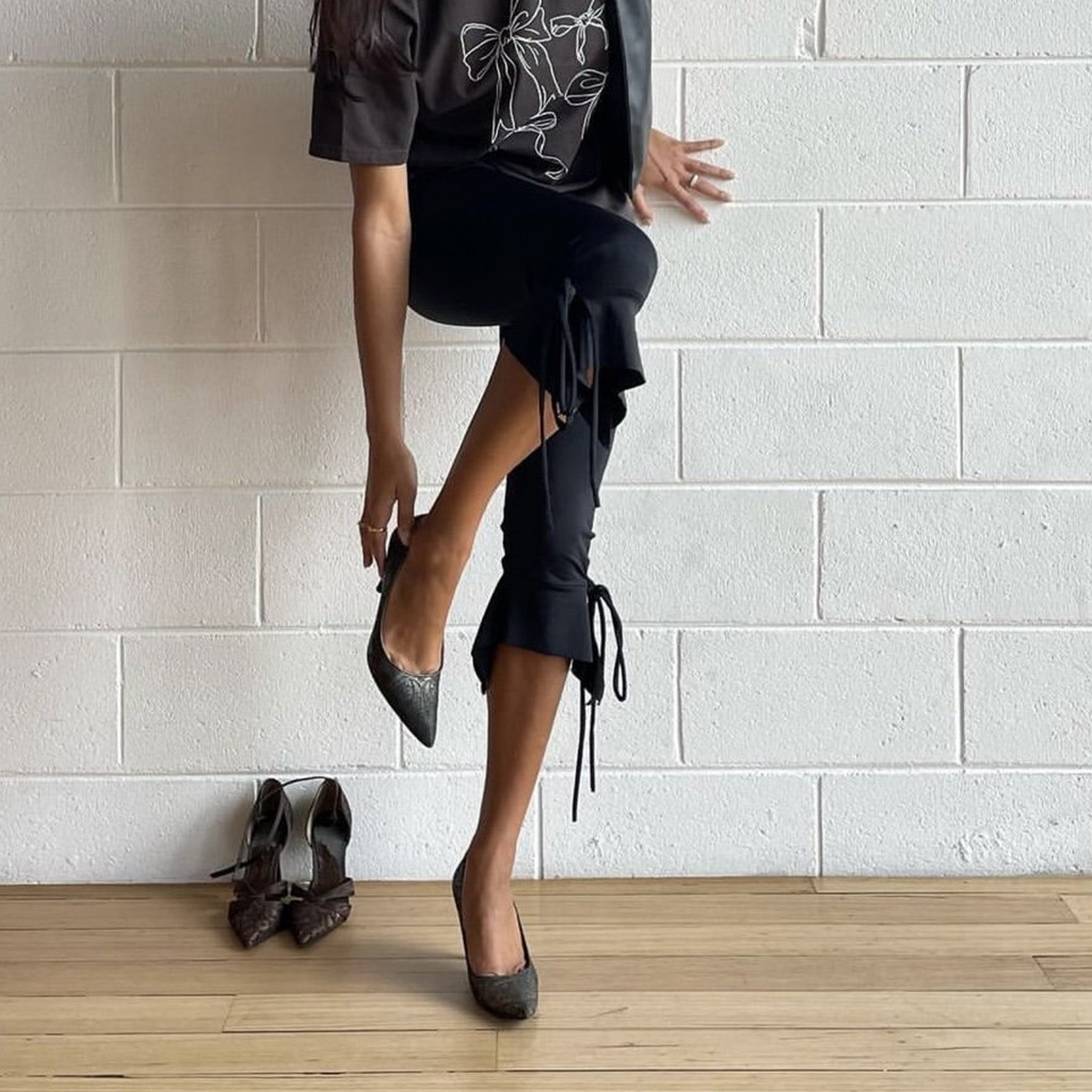 Hanie House- กางเกง Capri ยืดฤดูร้อนสําหรับผู้หญิงสีทึบ - รูปที่ 3