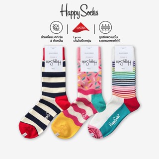 Happy Socks ถุงเท้ายาว ผ้าฝ้าย แฟชั่นสําหรับผู้หญิง ลายโดนัท…