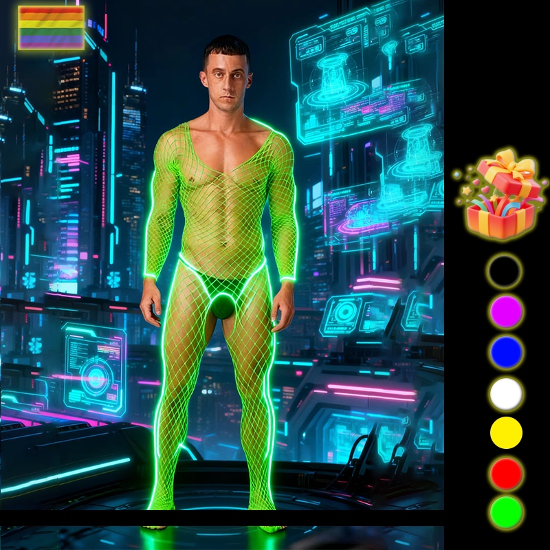 Cool ชาย Crotch ชุดชั้นในเครื่องแต่งกายเซ็กซี่ชุดนอนสุภาพบุรุษเกย์น้องสาวแขนยาวBodysuit One-pieceชุดนอนผู้ชายJumpsuitเซ็กซี่ชุดชั้นใน