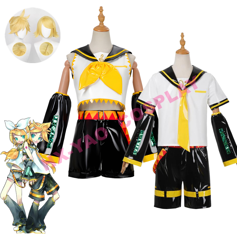 【HX-YAO】Kagamine Rin/Len cosplay Anime Costumes sister Rin Virtual Singer เครื่องแต่งกายเกมคอสเพลย์