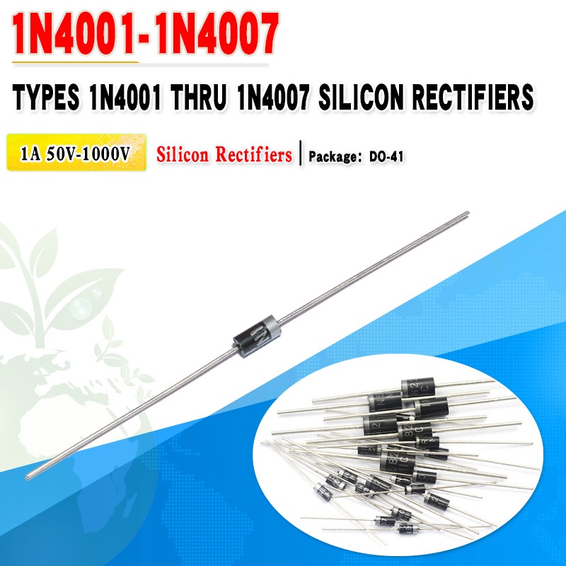 50 ชิ้น/ล็อต 1N4001 1N4004 1N4005 1N4007 UF4007 วงจรเรียงกระแสไดโอด DO-41 1A 50V-1000V