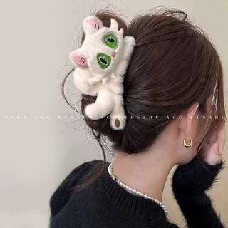 กิ๊บติดผมผ้ากำมะหยี่แมวดำ ดีไซน์น่ารัก หนีบผม แผ่นใหญ่สำหรับผู้หญิง กิ๊บฉลาม กิ๊บติดผม ที่คาดผมด