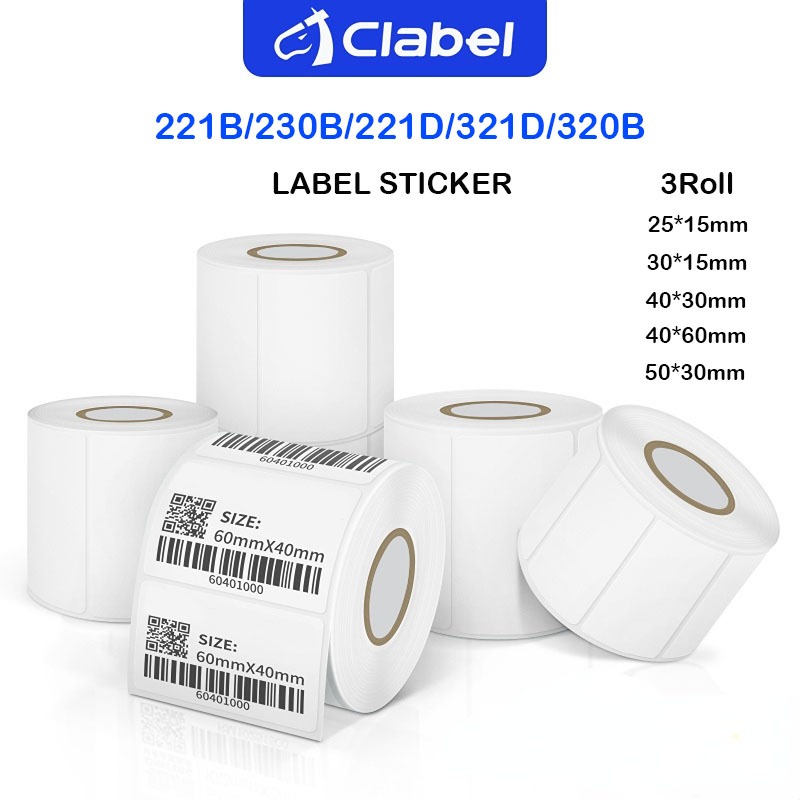 Clabel ฉลากความร้อน 40x30 มม. แกนกลาง 40 มม. สำหรับเครื่องตั้งโต๊ะ ป้ายราคา สินค้าทั่วไป ไม่กันน้ำ