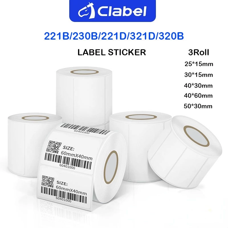 Clabel ฉลากความร้อน 40x30 มม. แกนกลาง 40 มม. สำหรับเครื่องตั้งโต๊ะ ป้ายราคา สินค้าทั่วไป ไม่กันน้ำ