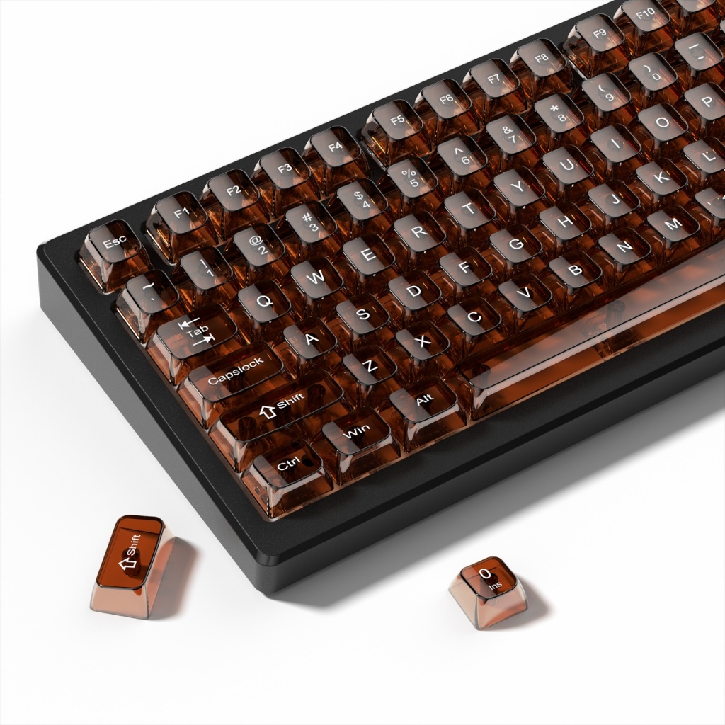 Womier 115 คีย์ Clear Retro สีน้ําตาลโปร่งใส Keycaps ชุด MDA โปรไฟล์คริสตัลเซรามิค Keycap สําหรับ Gateron MX Gamer คีย์บอร์ดเครื่องกล