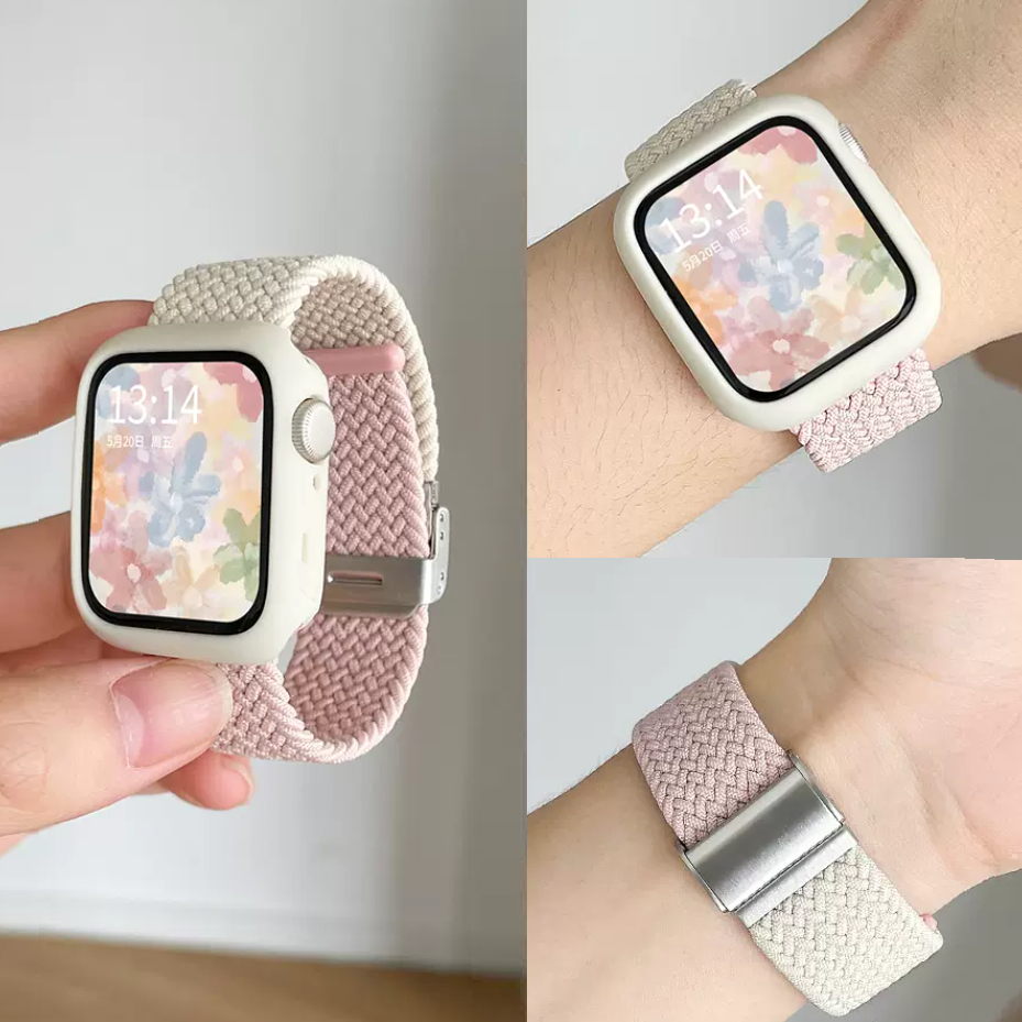 Free Case! Braided Nylon Watchband Compatible For Apple Watch สาย Series11 10 9 8 7 6 5 4 3 2 1,se, 
