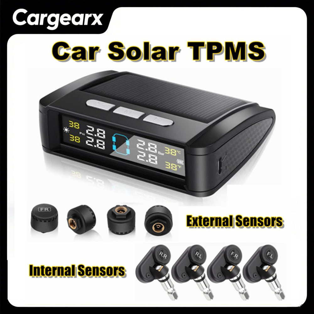 TPMS Car Solar/USB Dual Power ระบบตรวจสอบความดันยาง (TPMS) พร้อมจอแสดงผลเรียลไทม์และสัญญาณเตือนแรงดันต่ํา,สําหรับยานพาหนะสี่ล้อสากล