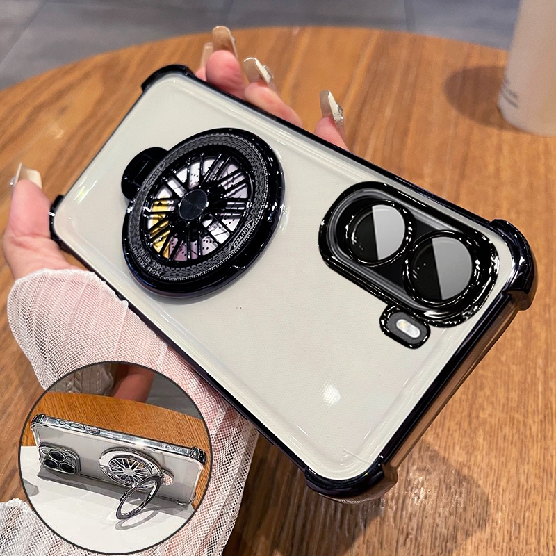 ปลอกสําหรับ Xiaomi POCO M7 M6 4G 5G 2025 Clear Case สําหรับ Redmi 15 13 ชุบซิลิโคนอ่อนนุ่มกันกระแทกถุงลมนิรภัยป้องกันฝาหลังพร้อมวงเล็บ Gyro พับ