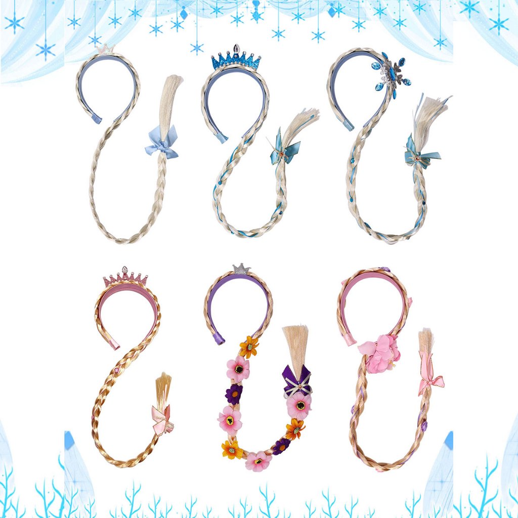 เจ้าหญิงถักวิกผมHeadbandsกับTiaraดอกไม้AdornสําหรับสาวCosplay Partyเครื่องแต่งกายอุปกรณ์เสริม